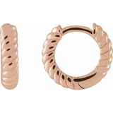 14K Rose 10x2.5 mm Rope Huggie Hoop Earrings Siddiqui Jewelers