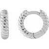 14K White 10x2.5 mm Left Rope Huggie Hoop Earring Siddiqui Jewelers