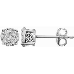 14K White 3/8 CTW Diamond Cluster Friction Post Earrings - Siddiqui Jewelers