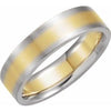 14K Yellow/White 6 mm Flat Band with Satin Finish Size 8 - Siddiqui Jewelers
