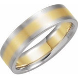 14K Yellow/White 6 mm Flat Band with Satin Finish Size 8 - Siddiqui Jewelers