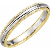 14K Yellow & White 3.5 mm Half Round Band with Milgrain Size 7 - Siddiqui Jewelers