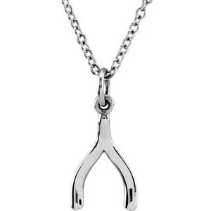 14K White Tiny Posh® Wishbone 16-18" Necklace - Siddiqui Jewelers