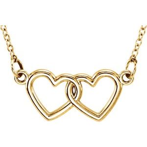14K Yellow Tiny Posh® Double Heart 16-18" Necklace - Siddiqui Jewelers