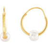 14K Yellow Youth Freshwater Cultured Pearl Hoop Earrings - Siddiqui Jewelers