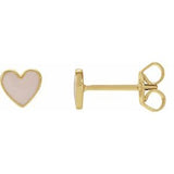 14K Yellow Pink Enamel Heart Earrings Siddiqui Jewelers