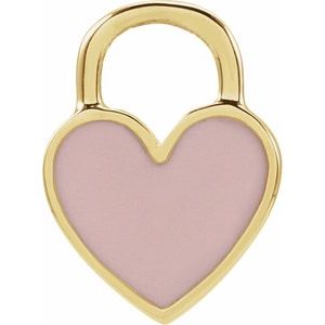 14K Yellow Pink Enamel Heart Charm/Pendant Siddiqui Jewelers