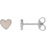 14K White Pink Enamel Heart Earrings Siddiqui Jewelers