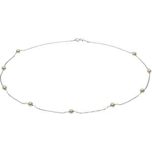14K White Freshwater Cultured Pearl Station 18" Necklace - Siddiqui Jewelers