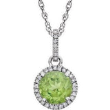 14K White Peridot & 1/10 CTW Diamond 18" Necklace - Siddiqui Jewelers