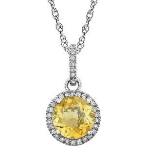 14K White Citrine & 1/10 CTW Diamond 18" Necklace - Siddiqui Jewelers