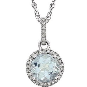 14K White Aquamarine & 1/10 CTW Diamond 18" Necklace - Siddiqui Jewelers