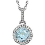 14K White Sky Blue Topaz & 1/10 CTW Diamond 18" Necklace - Siddiqui Jewelers