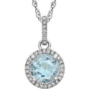 14K White Sky Blue Topaz & 1/10 CTW Diamond 18" Necklace - Siddiqui Jewelers