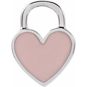 14K White Pink Enamel Heart Charm/Pendant Siddiqui Jewelers