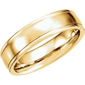 14K Yellow 6 mm Grooved Band with Satin Finish Size 9.5 - Siddiqui Jewelers