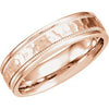 14K Rose 6 mm Half Round Band with Milgrain & Hammer Finish Size 10.5 - Siddiqui Jewelers