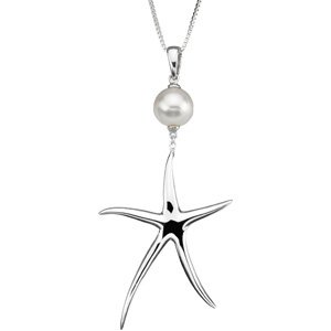 Sterling Silver Freshwater Cultured Pearl Starfish 18" Necklace - Siddiqui Jewelers