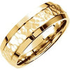 14K Yellow 7.5 mm Concave Beveled-Edge Band with Satin Hammer Finish Size 8.5 - Siddiqui Jewelers