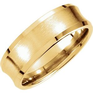 14K Yellow 7.5 mm Concave Beveled-Edge Band with Satin Finish Size 09.00 - Siddiqui Jewelers