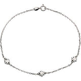 Sterling Silver 3 mm Flower 10" Anklet - Siddiqui Jewelers