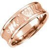 14K Rose 7.5 mm Concave Band with Hammer Finish Size 6 - Siddiqui Jewelers