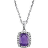 14K White Amethyst & .05 CTW Diamond 18" Necklace - Siddiqui Jewelers