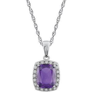 14K White Amethyst & .05 CTW Diamond 18" Necklace - Siddiqui Jewelers
