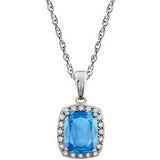 14K White Swiss Blue Topaz & .05 CTW Diamond 18" Necklace - Siddiqui Jewelers