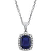 14K White Created Blue Sapphire & .05 CTW Diamond 18" Necklace - Siddiqui Jewelers