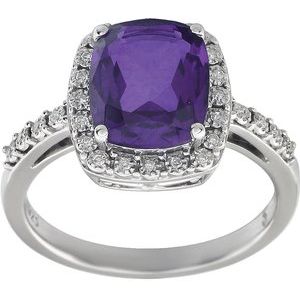 14K White Amethyst & .07 CTW Diamond Ring - Siddiqui Jewelers