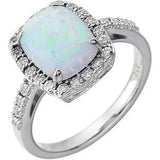 14K White Created Opal & .07 CTW Diamond Ring - Siddiqui Jewelers