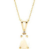 14K Yellow 9x6 mm Pear Opal & .02 CT Diamond 18" Necklace - Siddiqui Jewelers