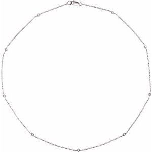 14K White 1/6 CTW Diamond 18" Station Necklace - Siddiqui Jewelers