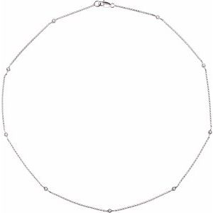 14K White 1/6 CTW Diamond 16" Station Necklace - Siddiqui Jewelers