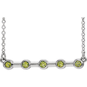 14K White Peridot Bezel-Set Bar 16" Necklace - Siddiqui Jewelers