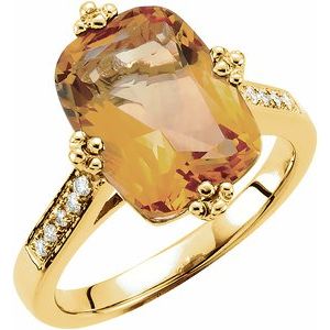 14K Yellow Citrine & .08 CTW Diamond Ring - Siddiqui Jewelers