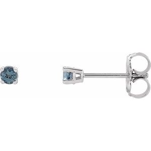 14K White 2.5 mm Natural Aquamarine Stud Earrings Siddiqui Jewelers