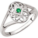 Sterling Silver Emerald Granulated Filigree Ring Size 7 - Siddiqui Jewelers