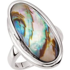 Abalone Doublet with Checkerboard White Quartz Top Ring - Siddiqui Jewelers