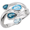 Sterling Silver Sky Blue Topaz, London Blue & Swiss Blue Bypass Ring-Siddiqui Jewelers