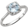 Sterling Silver Aquamarine & .01 CTW Diamond Ring Size 6 - Siddiqui Jewelers