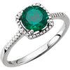 Sterling Silver Lab-Created Emerald & .01 CTW Diamond Ring Size 8 - Siddiqui Jewelers