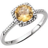 Sterling Silver Citrine & .01 CTW Diamond Ring Size 5 - Siddiqui Jewelers