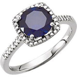 Sterling Silver Lab-Created Blue Sapphire & .01 CTW Diamond Ring Size 6 - Siddiqui Jewelers