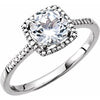 Sterling Silver Lab-Created White Sapphire & .01 CTW Diamond Ring Size 8 - Siddiqui Jewelers