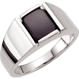Sterling Silver Onyx Bezel-Set Ring - Siddiqui Jewelers