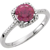 Sterling Silver Lab-Created Ruby & .01 CTW Diamond Ring Size 6 - Siddiqui Jewelers