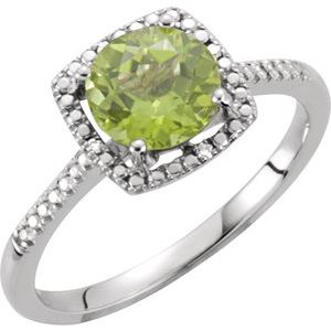 Sterling Silver Peridot & .01 CTW Diamond Ring Size 5 - Siddiqui Jewelers