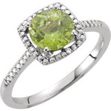 Sterling Silver Peridot & .01 CTW Diamond Ring Size 7 - Siddiqui Jewelers